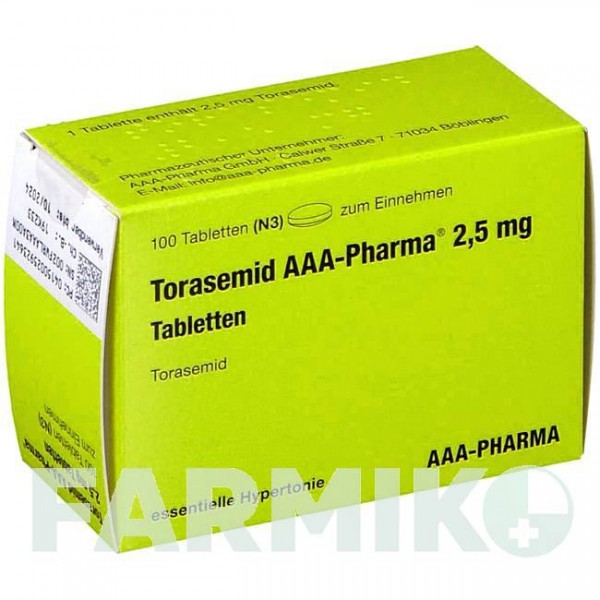 ТОРАСЕМІД (TORASEMID) 2,5 мг таблетки 100 шт - Торасемід AAA - PHARMA