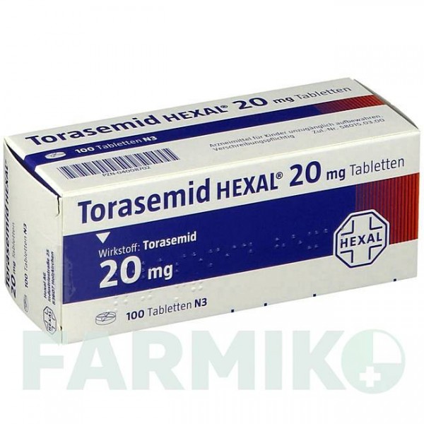ТОРАСЕМИД (TORASEMID) 20 мг таблетки 100 шт - Торасемид HEXAL