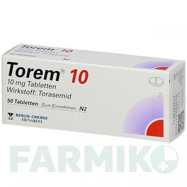 ТОРЕМ (TOREM) 10 таблетки 50 шт - Торасемід BERLIN-CHEMIE