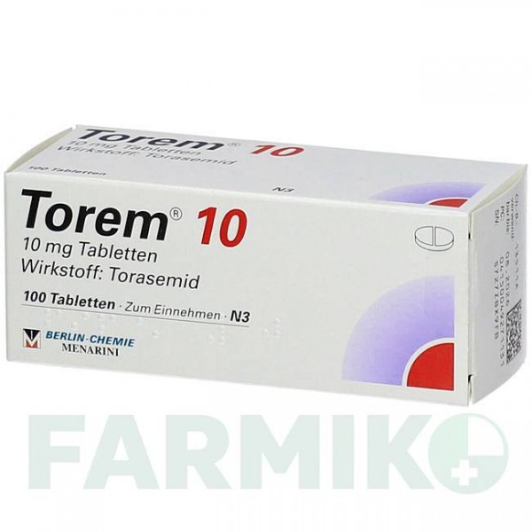 ТОРЕМ (TOREM) 10 таблетки 100 шт - Торасемід BERLIN-CHEMIE