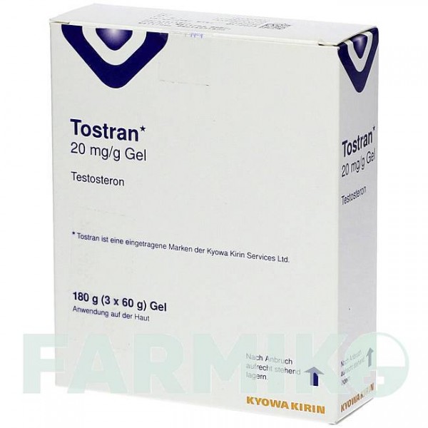 ТОСТРАН (TOSTRAN) 20 мг/г гель 3x60 г - Тестостерон KOHLPHARMA