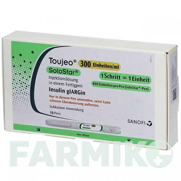 ТОЖЕО (TOUJEO) 300 ОД/мл розчин 10x1,5 мл - Інсулін гларгін CC PHARMA