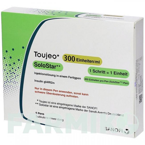 ТОЖЕО (TOUJEO) 300 ОД/мл розчин 5x1,5 мл - Інсулін гларгін KOHLPHARMA