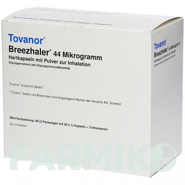 ТОВАНОР (TOVANOR) 44 мкг капсули 3x30 шт - Глікопіронію бромід KOHLPHARMA