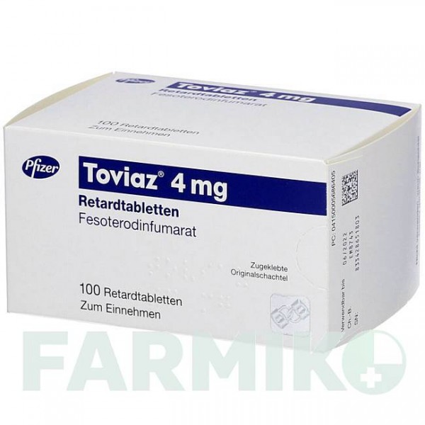 ТОВИАЗ (TOVIAZ) 4 мг таблетки 100 шт - Фезотеродин PFIZER