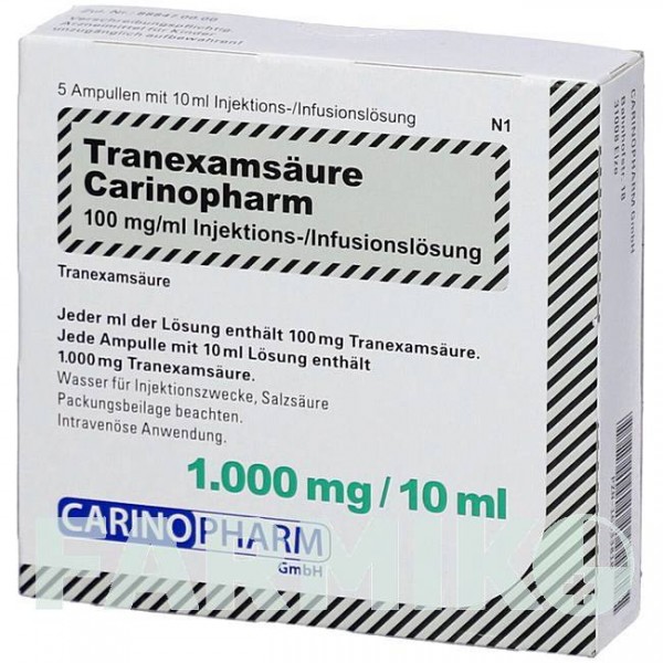 ТРАНЕКСАМСАУР (TRANEXAMSAURE) 100 мг/мл розчин 5x10 мл - Транексамова кислота CARINOPHARM