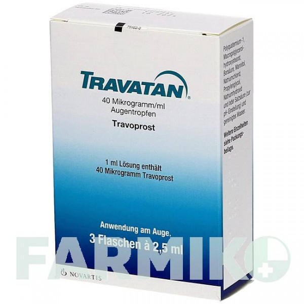 ТРАВАТАН (TRAVATAN) 40 мкг/мл капли 3x2,5 мл - Травопрост NOVARTIS