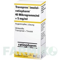 ТРАВОПРОСТИМОЛОЛ (TRAVOPROSTIMOLOL) 40 мкг/мл + 5 мг/мл краплі 2,5 мл - Тимолол, Травопрост RATIOPHARM