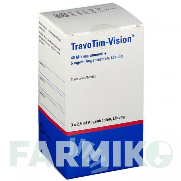 ТРАВОТИМ (TRAVOTIM) 40 мкг/мл + 5 мг/мл краплі 3x2,5 мл - Тимолол, Травопрост OMNIVISION
