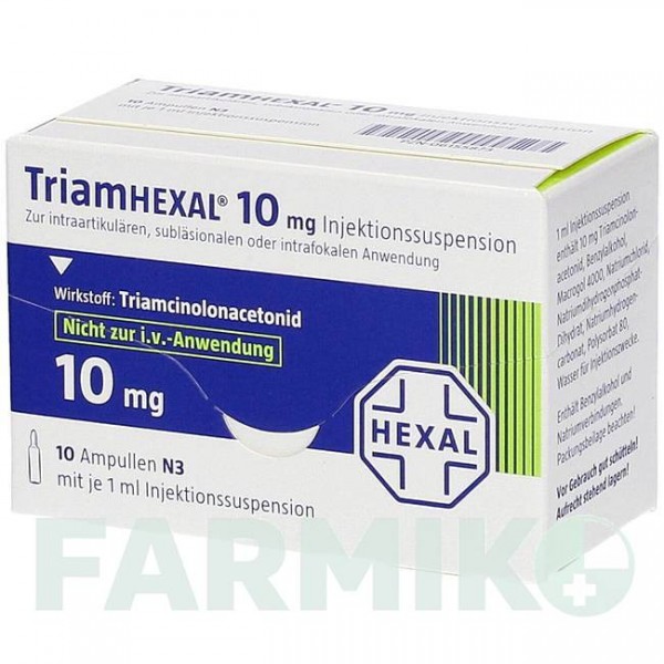 ТРІАМГЕКСАЛ (TRIAMHEXAL) 10 суспензія 10x1 мл - Триамцинолон депо HEXAL