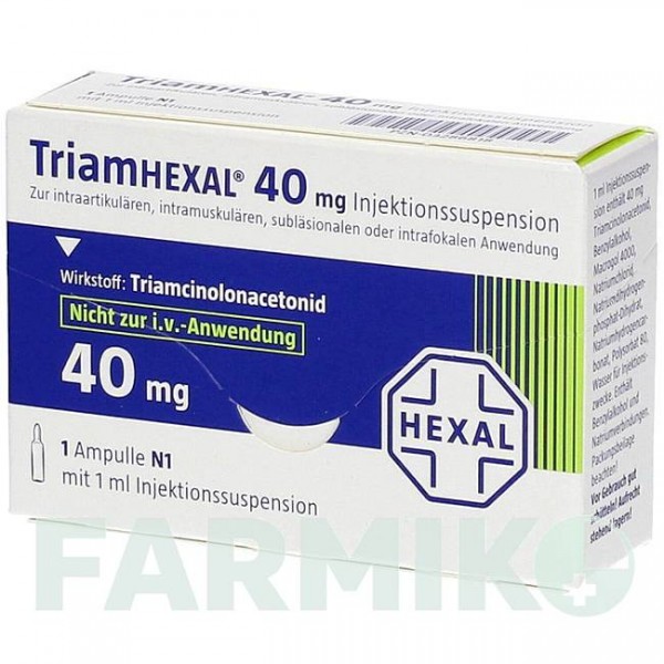 ТРИАМГЕКСАЛ (TRIAMHEXAL) 40 суспензия 1x1 мл - Триамцинолон депо HEXAL