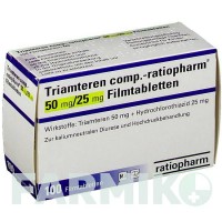 ТРІАМТЕРЕН (TRIAMTEREN) 50 мг/25 мг таблетки 100 шт - Гідрохлоротіазид, Триамтерен RATIOPHARM