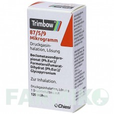 ТРИМБОУ (TRIMBOW) 87 мкг/5 мкг/9 мкг 120 доз аерозоль 1 шт - Формотерол, Глікопіронію бромід, Беклометазон ACA MULLER-ADAG PHARMA