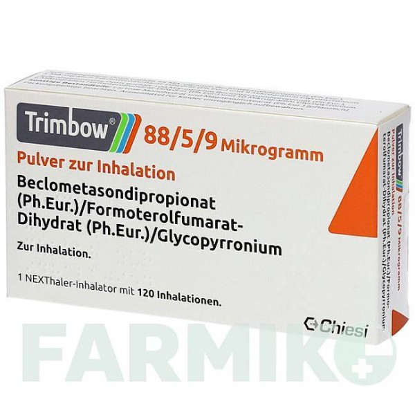 ТРИМБОУ (TRIMBOW) 88/5/9 мкг 120 доз порошок 1 шт - Формотерол, Глікопіронію бромід, Беклометазон CHIESI