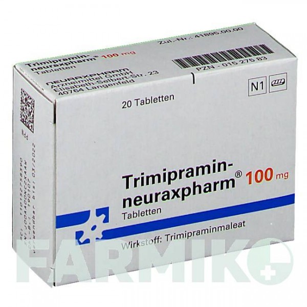 ТРИМИПРАМИН (TRIMIPRAMIN) 100 мг таблетки 20 шт - Тримипрамин NEURAXPHARM