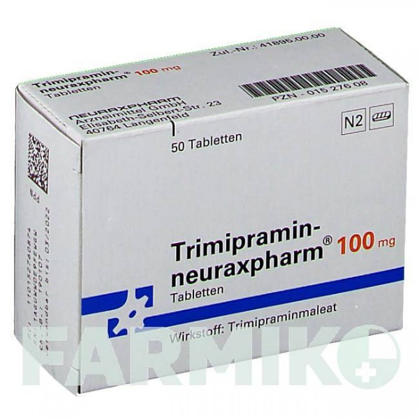 ТРИМИПРАМИН (TRIMIPRAMIN) 100 мг таблетки 50 шт - Тримипрамин NEURAXPHARM