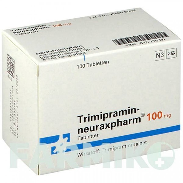 ТРИМИПРАМИН (TRIMIPRAMIN) 100 мг таблетки 100 шт - Тримипрамин NEURAXPHARM