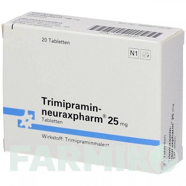 ТРИМІПРАМІН (TRIMIPRAMIN) 25 мг таблетки 20 шт - Триміпрамін NEURAXPHARM
