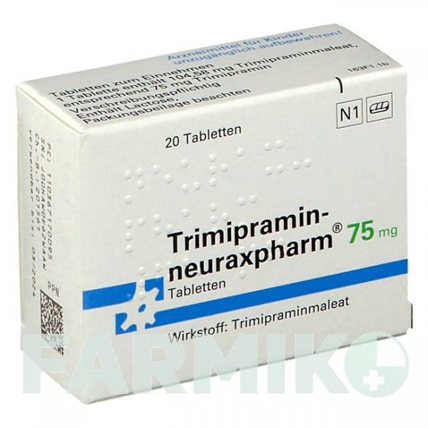 ТРИМИПРАМИН (TRIMIPRAMIN) 75 мг таблетки 20 шт - Тримипрамин NEURAXPHARM