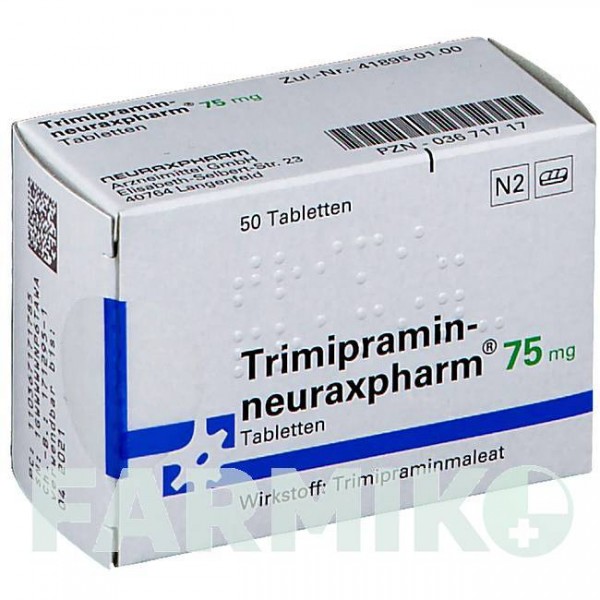 ТРИМИПРАМИН (TRIMIPRAMIN) 75 мг таблетки 50 шт - Тримипрамин NEURAXPHARM