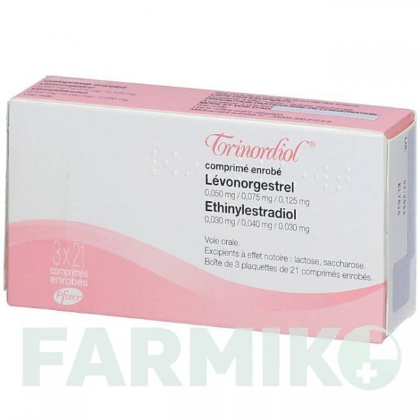 ТРИНОРДИОЛ (TRINORDIOL) таблетки 3x21 шт - Левоноргестрел, Этинилэстрадиол ACA MULLER-ADAG PHARMA