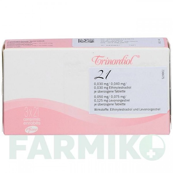 ТРИНОРДІОЛ (TRINORDIOL) таблетки 3x21 шт - Левоноргестрел, Етинілестрадіол EMRA-MED