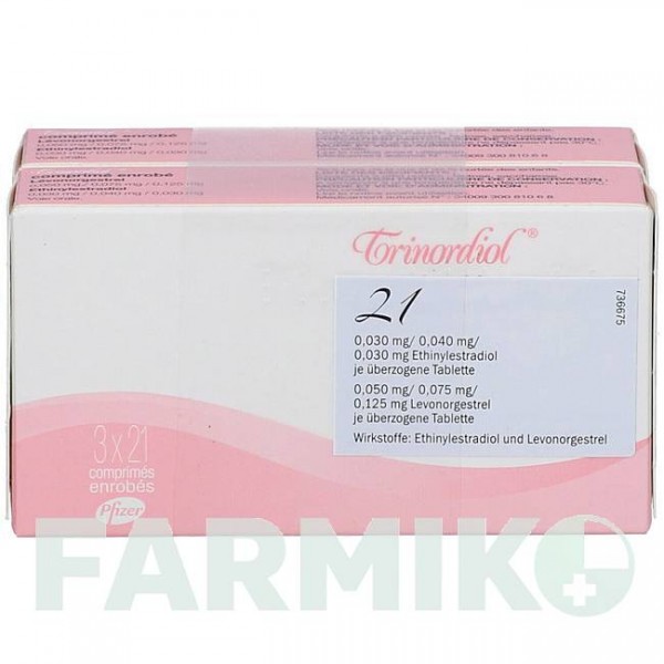 ТРИНОРДІОЛ (TRINORDIOL) таблетки 6x21 шт - Левоноргестрел, Етинілестрадіол EMRA-MED