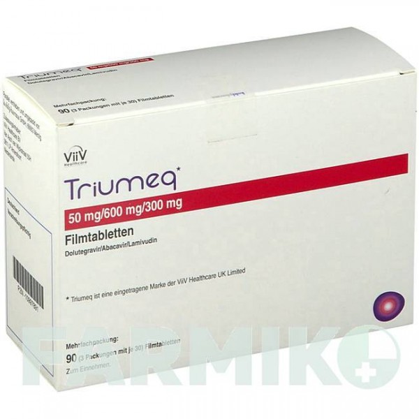 ТРІУМЕК (TRIUMEQ) 50 мг/600 мг/300 мг таблетки 30 шт - Ламівудин, Абакавір, Долутегравір KOHLPHARMA