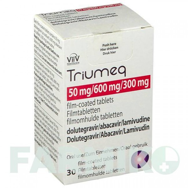 ТРИУМЕК (TRIUMEQ) 50 мг/600 мг/300 мг таблетки 30 шт - Ламивудин, Абакавир, Долутегравир VIIV HEALTHCARE
