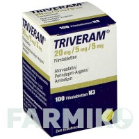 ТРИВЕРАМ (TRIVERAM) 20 мг/5 мг/5 мг таблетки 100 шт - Аторвастатин, Амлодипін, Периндоприл SERVIER