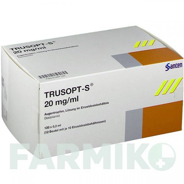 ТРУЗОПТ (TRUSOPT) 20 мг/мл капли 120x0,2 мл - Дорзоламид SANTEN
