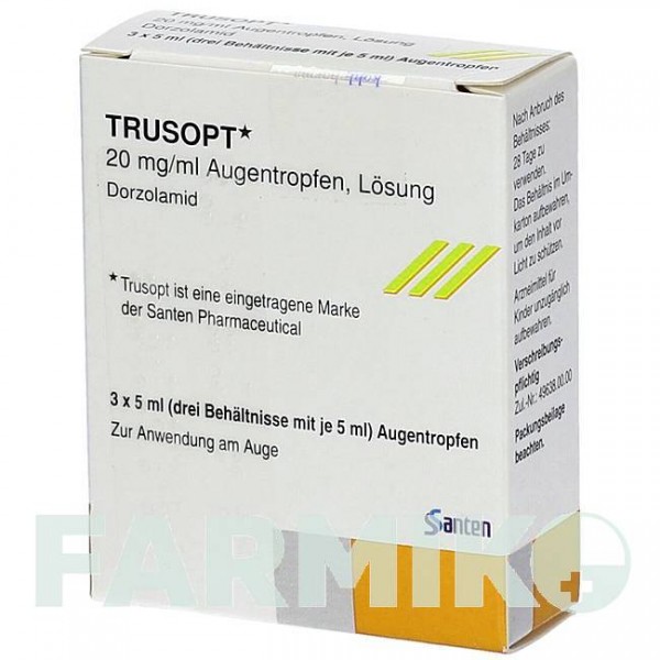 ТРУЗОПТ (TRUSOPT) капли 3x5 мл - Дорзоламид KOHLPHARMA