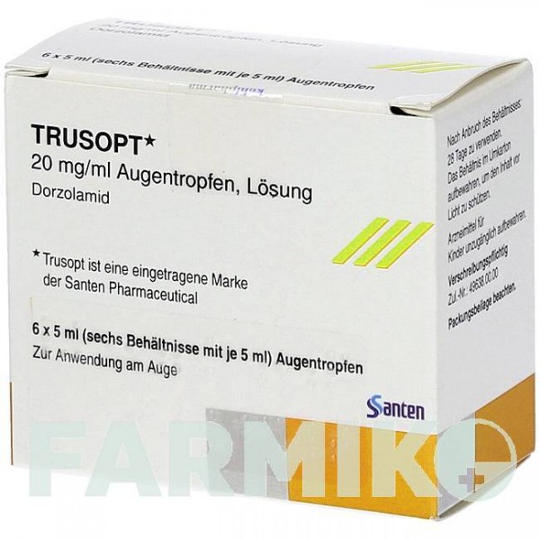 ТРУЗОПТ (TRUSOPT) капли 6x5 мл - Дорзоламид KOHLPHARMA