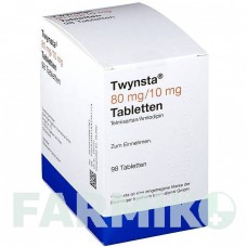 ТВИНСТА (TWYNSTA) 80 мг/10 мг таблетки 98 шт - Телмисартан, Амлодипин 1 0 1 CAREFARM