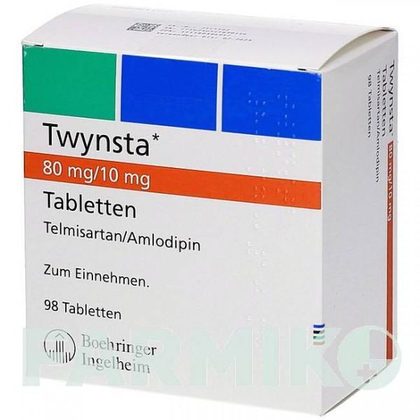 ТВІНСТА (TWYNSTA) 80 мг/10 мг таблетки 98 шт - Телмісартан, Амлодипін MEDICOPHARM