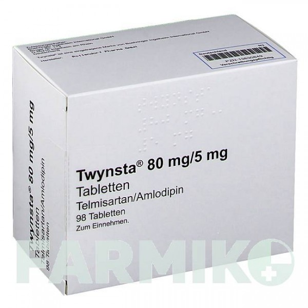 ТВИНСТА (TWYNSTA) 80 мг/5 мг таблетки 98 шт - Телмисартан, Амлодипин ABACUS MEDICINE