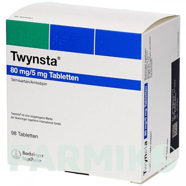 ТВИНСТА (TWYNSTA) 80 мг/5 мг таблетки 28 шт - Телмисартан, Амлодипин EMRA-MED