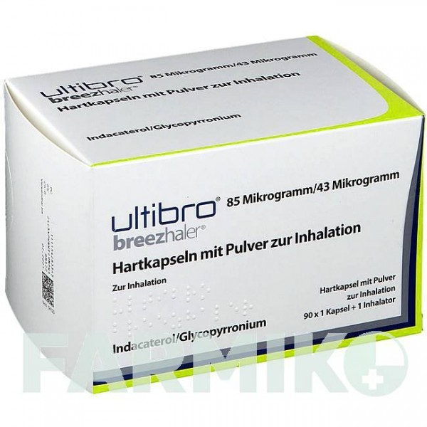 УЛЬТІБРО (ULTIBRO) 85 мкг/43 мкг капсули 3x30 шт - Індакатерол, Глікопіронію бромід AXICORP PHARMA