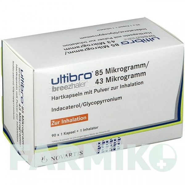 УЛЬТІБРО (ULTIBRO) 85 мкг/43 мкг капсули 90 шт - Індакатерол, Глікопіронію бромід MEDICOPHARM