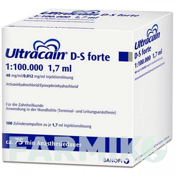 УЛЬТРАКАИН (ULTRACAIN) 1:100000 картриджи 100x1,7 мл - Артикаин, Другое SEPTODONT