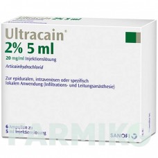 УЛЬТРАКАИН (ULTRACAIN) 2% раствор 6x5 мл - Артикаин SEPTODONT