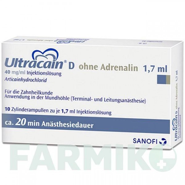 УЛЬТРАКАИН (ULTRACAIN) картриджи 10x1,7 мл - Артикаин SEPTODONT