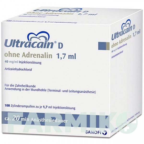 УЛЬТРАКАИН (ULTRACAIN) картриджи 100x1,7 мл - Артикаин SEPTODONT