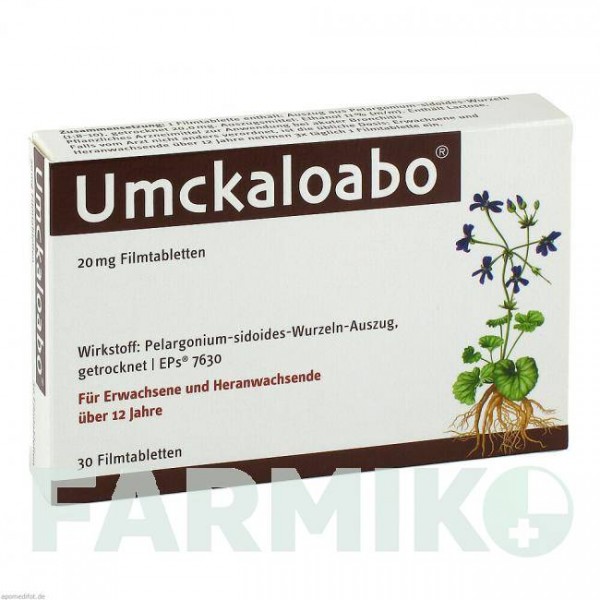 УМКАЛОАБО (UMCKALOABO) 20 мг таблетки 30 шт - Корень пеларгонии DR.WILLMAR SCHWABE