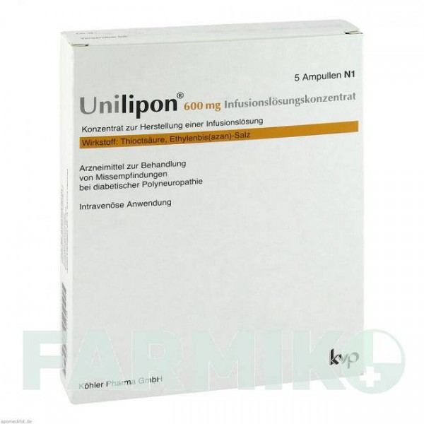 УНИЛИПОН (UNILIPON) 600 концентрат 1x5 шт - Тиоктовая кислота KOHLER PHARMA