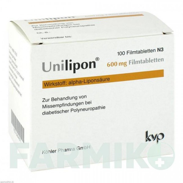 УНИЛИПОН (UNILIPON) 600 мг таблетки 100 шт - Тиоктовая кислота KOHLER PHARMA