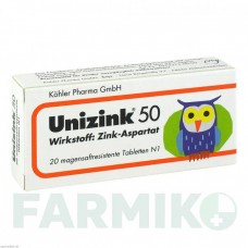 УНИЦИНК (UNIZINK) 50 таблетки 20 шт - Цинк гидроген аспартат KOHLER PHARMA