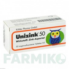 УНИЦИНК (UNIZINK) 50 таблетки 50 шт - Цинк гидроген аспартат KOHLER PHARMA
