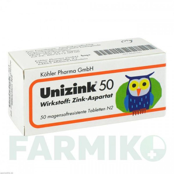 УНИЦИНК (UNIZINK) 50 таблетки 50 шт - Цинк гидроген аспартат KOHLER PHARMA