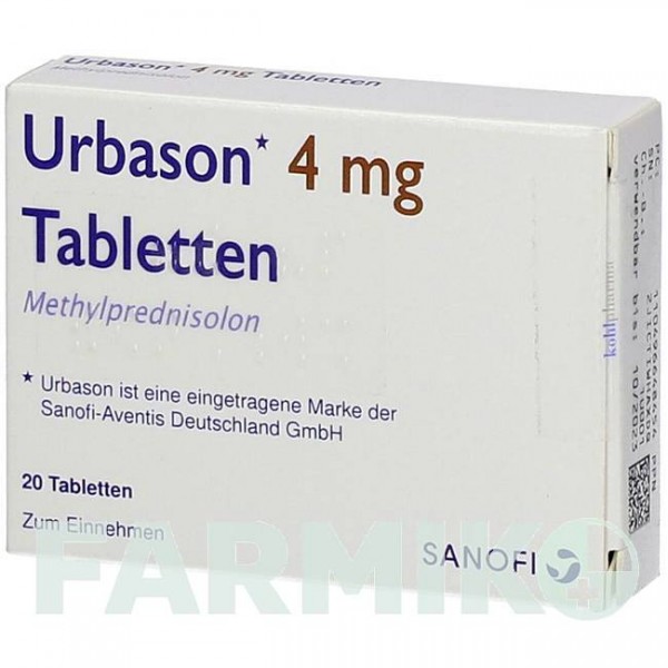 УРБАЗОН (URBASON) 4 мг таблетки 20 шт - Метилпреднизолон KOHLPHARMA